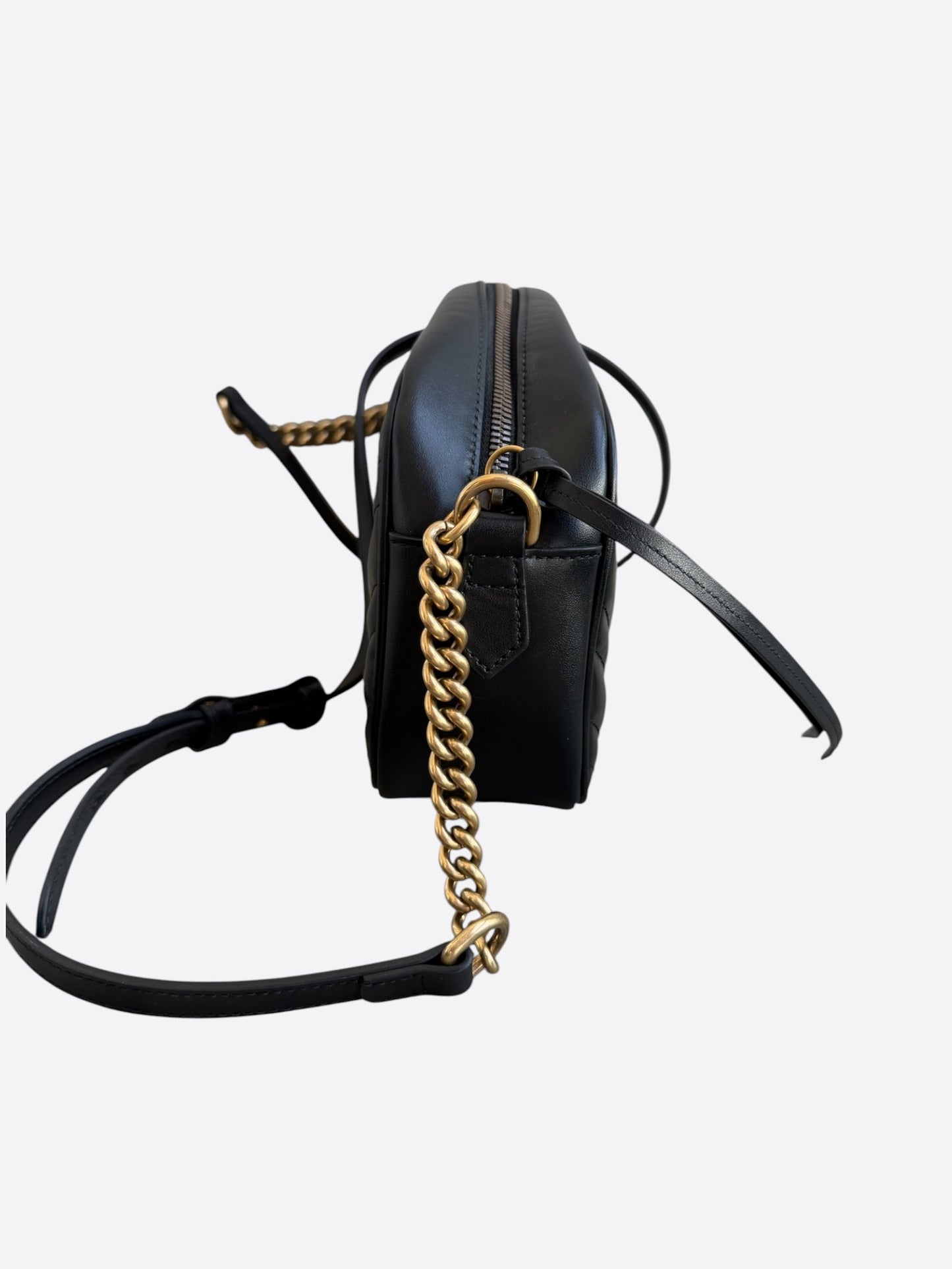 Gucci Black & Gold Small Marmont Camera Bag