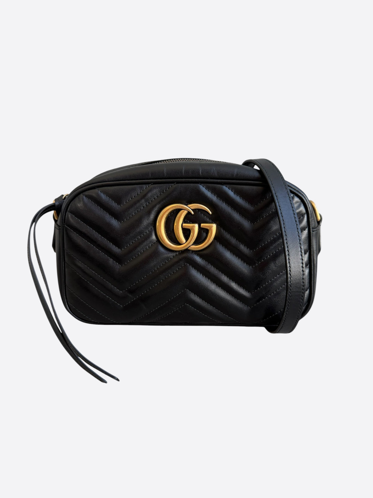 Gucci Black & Gold Small Marmont Camera Bag