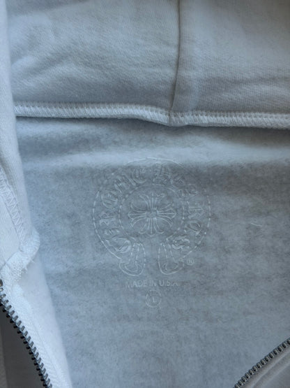 Chrome Hearts White & Black T-Bar Logo Zip Up Hoodie
