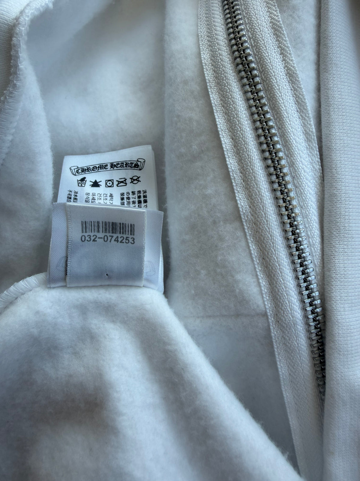 Chrome Hearts White & Black T-Bar Logo Zip Up Hoodie