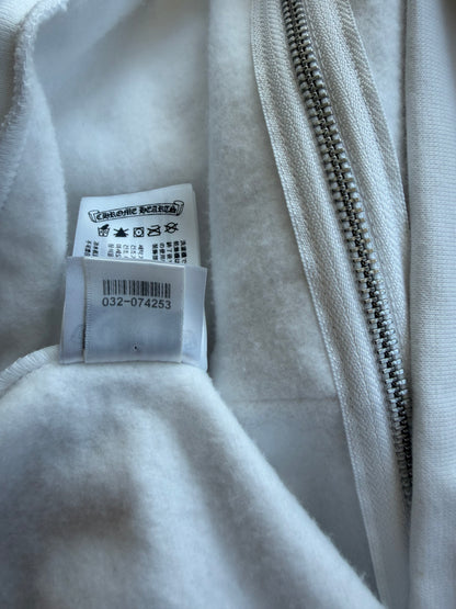 Chrome Hearts White & Black T-Bar Logo Zip Up Hoodie