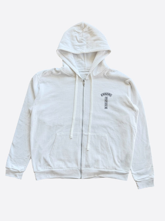 Chrome Hearts White & Black T-Bar Logo Zip Up Hoodie