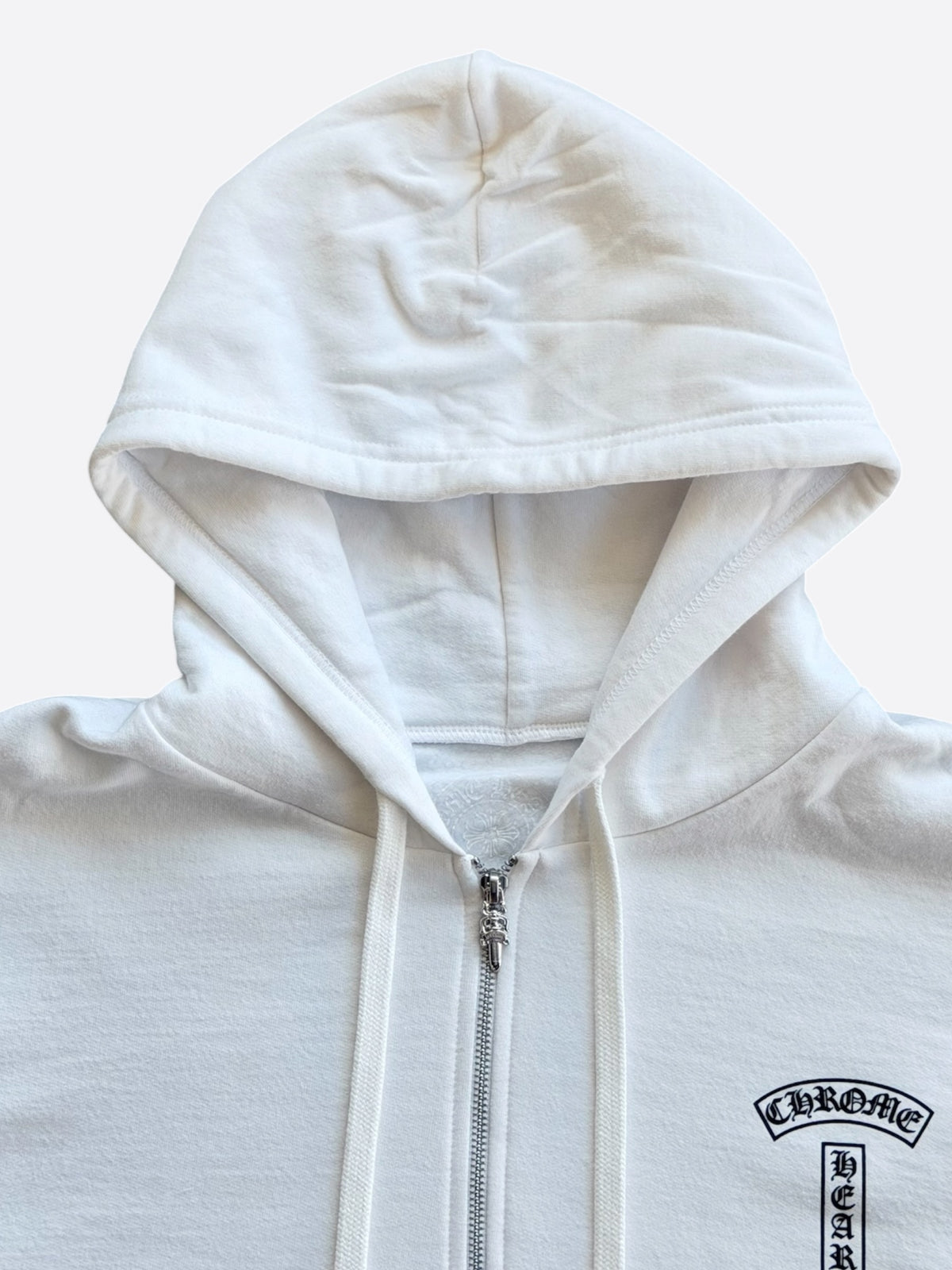 Chrome Hearts White & Black T-Bar Logo Zip Up Hoodie
