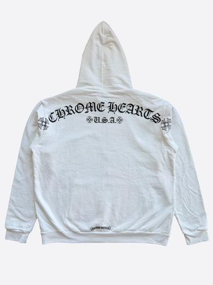 Chrome Hearts White & Black T-Bar Logo Zip Up Hoodie