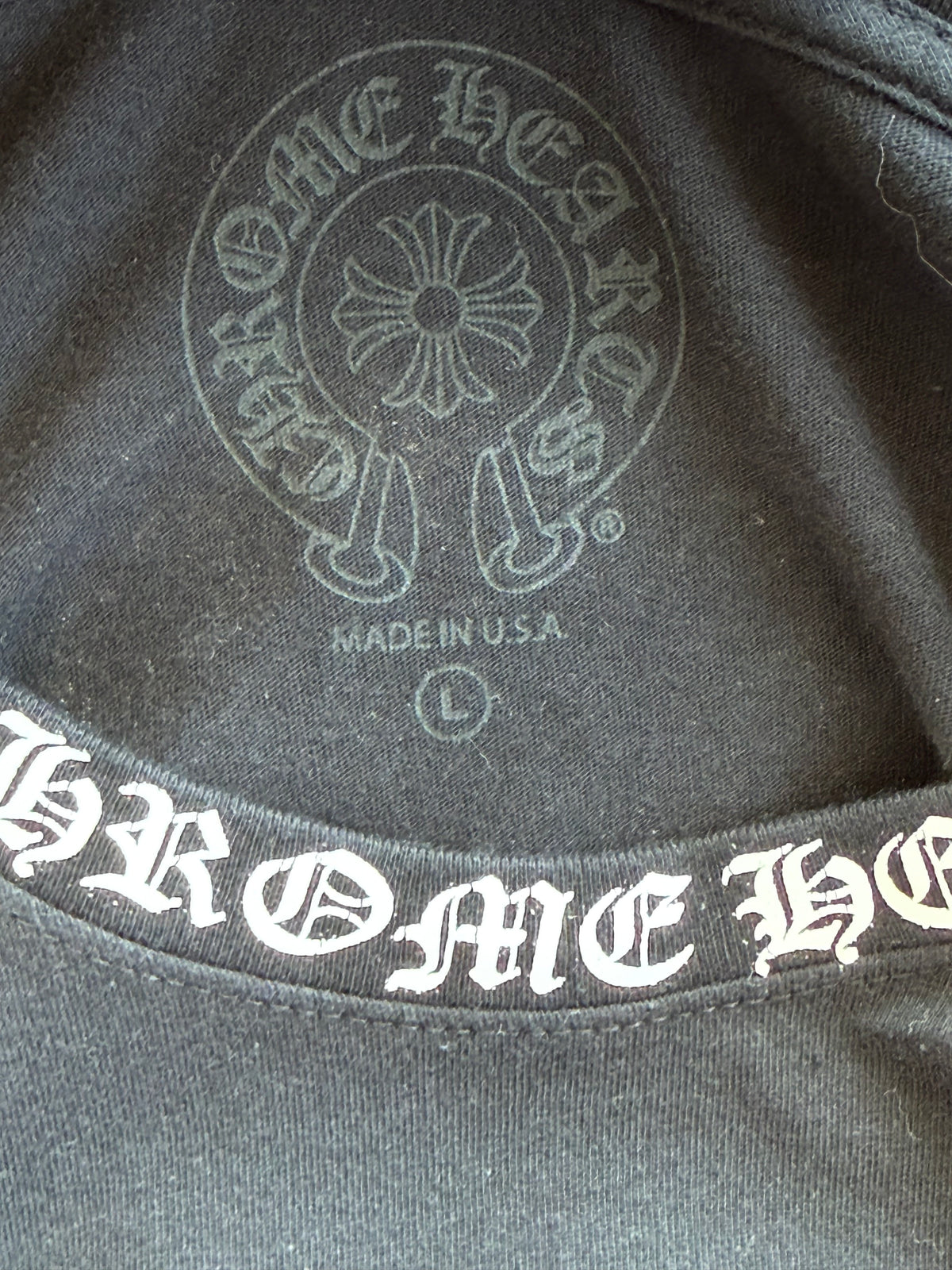 Chrome Hearts Black & White Neck Logo Longsleeve T-Shirt