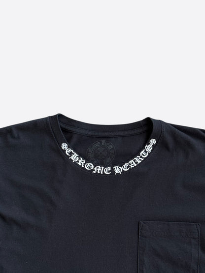 Chrome Hearts Black & White Neck Logo Longsleeve T-Shirt