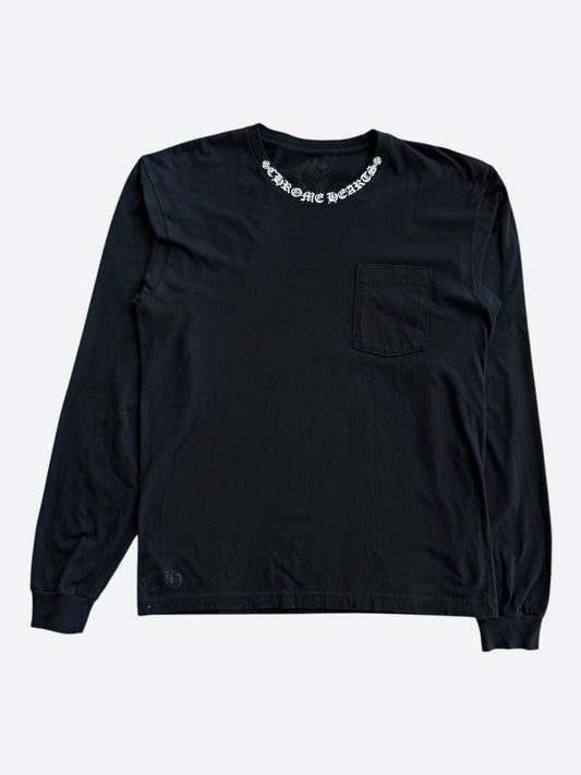 Chrome Hearts Black & White Neck Logo Longsleeve T-Shirt