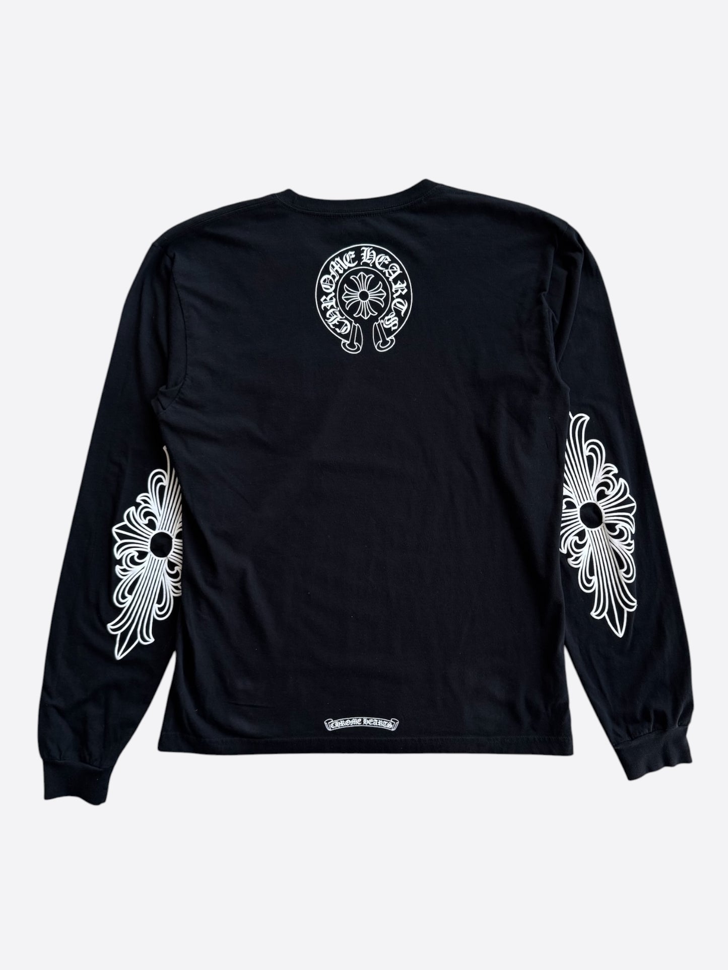 Chrome Hearts Black & White Neck Logo Longsleeve T-Shirt
