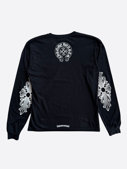 Chrome Hearts Black & White Neck Logo Longsleeve T-Shirt
