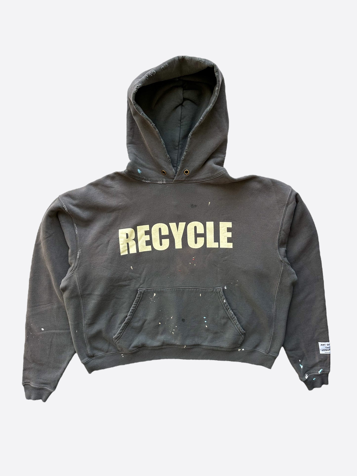 Gallery Dept Vintage Black Recycle Distressed Hoodie