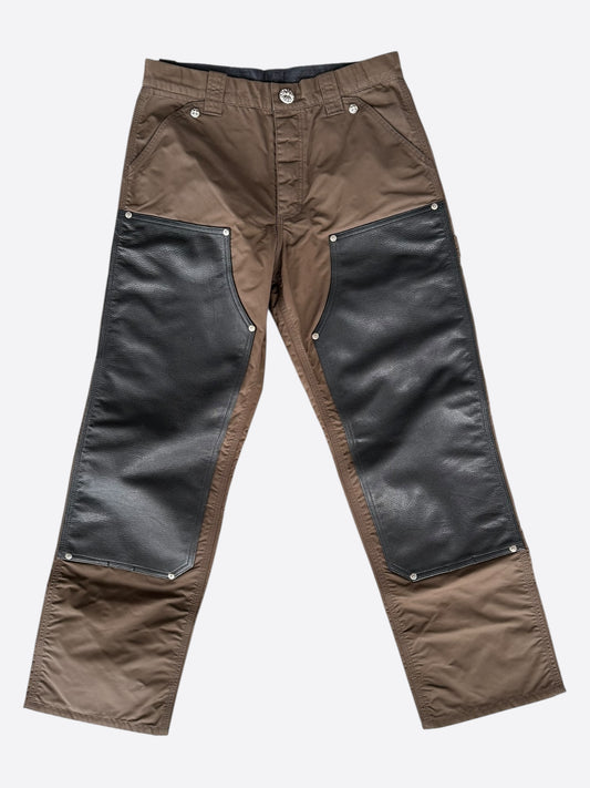 Chrome Hearts Brown Nylon & Leather Carpenter Pants