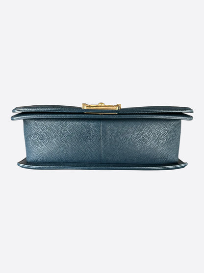Chanel Blue Quilted Caviar Medium Boy Bag