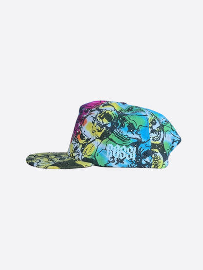 Bossi Multicolor Tie-Dye Skull Rhinestone Embellished Hat