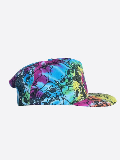 Bossi Multicolor Tie-Dye Skull Rhinestone Embellished Hat