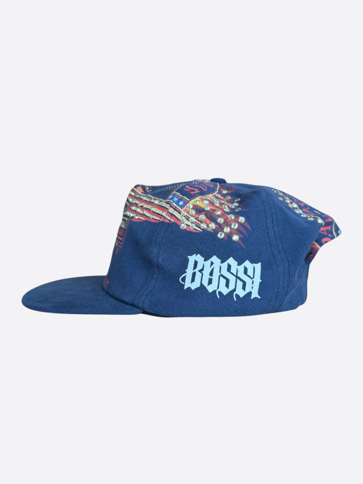 Bossi Blue Harley Davidson Rhinestone Embellished Hat