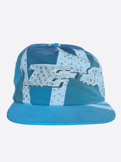 Bossi Blue & White Fox Racing Rhinestone Embellished Hat