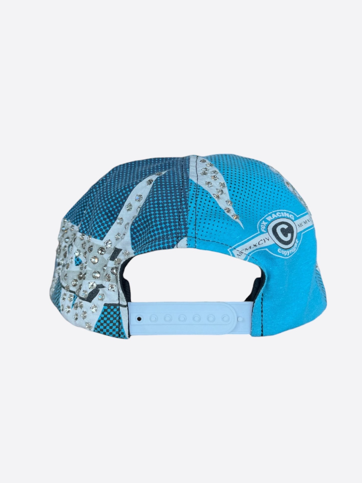 Bossi Blue & White Fox Racing Rhinestone Embellished Hat