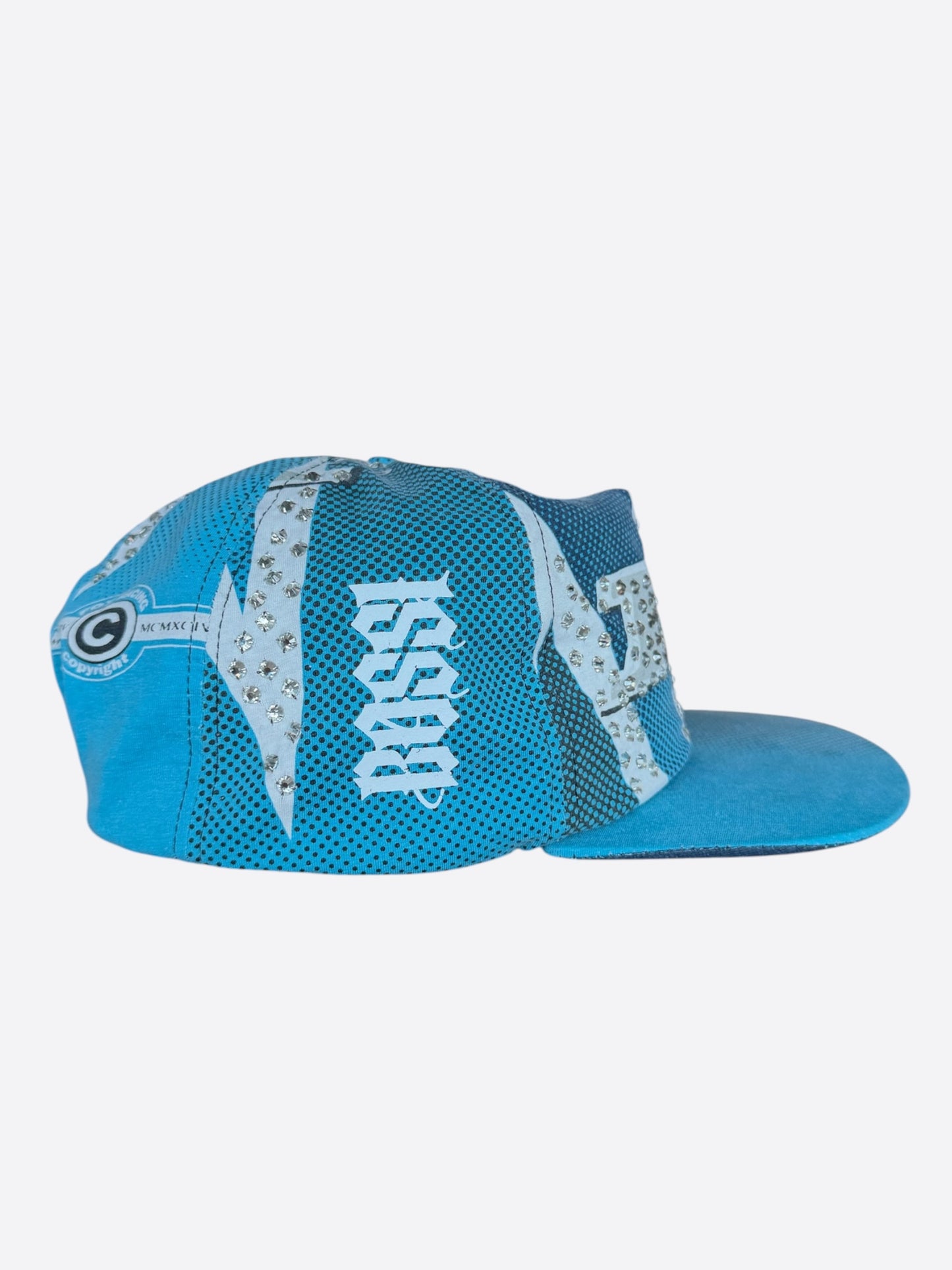 Bossi Blue & White Fox Racing Rhinestone Embellished Hat