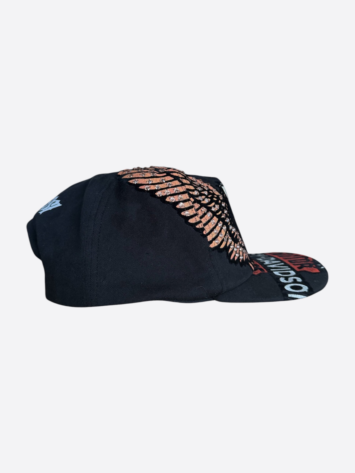 Bossi Black Harley Davidson Rhinestone Embellished Hat