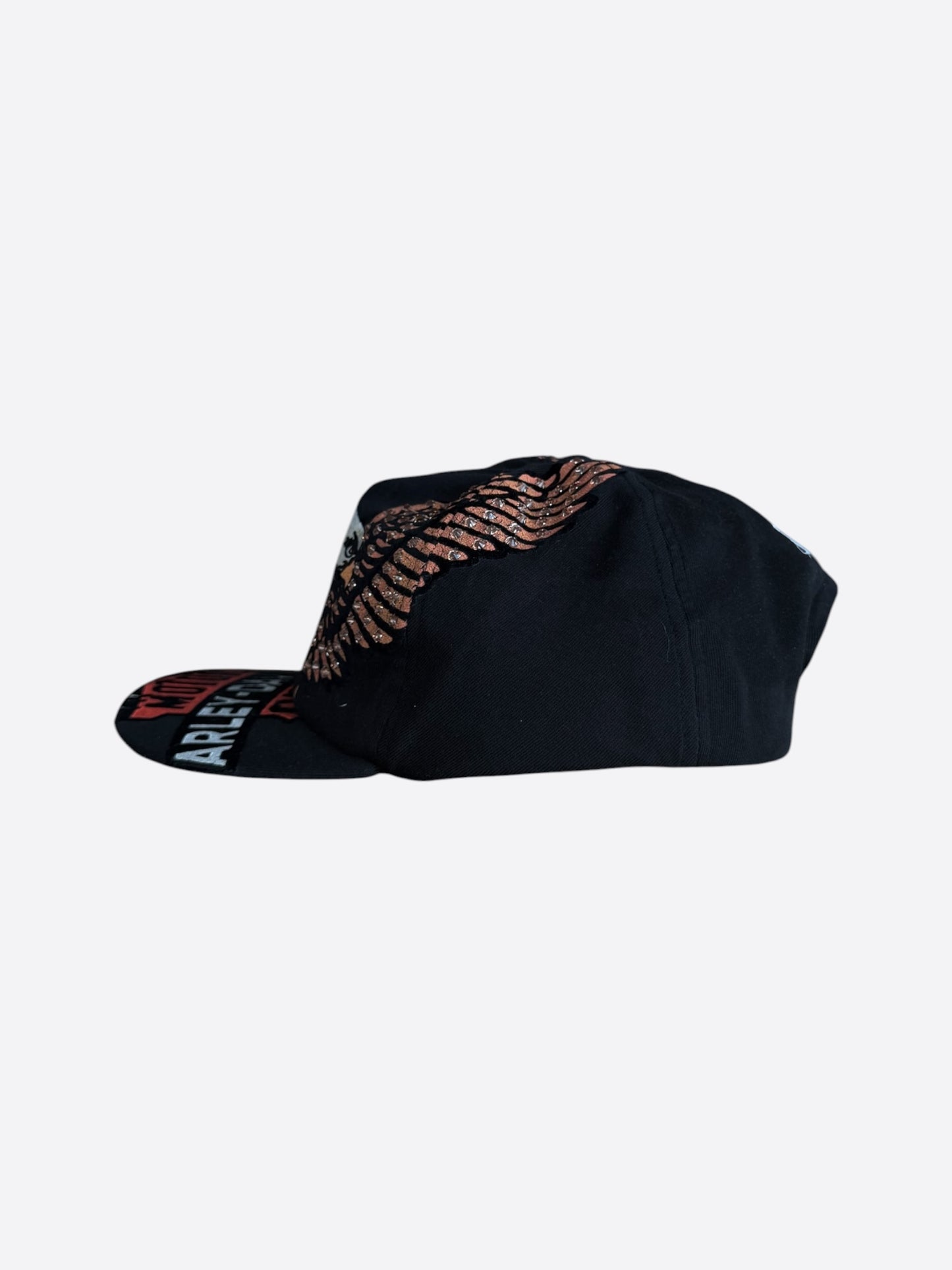 Bossi Black Harley Davidson Rhinestone Embellished Hat
