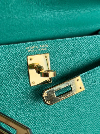 Hermes Green Epsom & Gold Hardware Mini Kelly 20