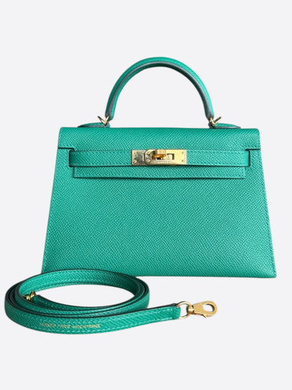 Hermes Green Epsom & Gold Hardware Mini Kelly 20