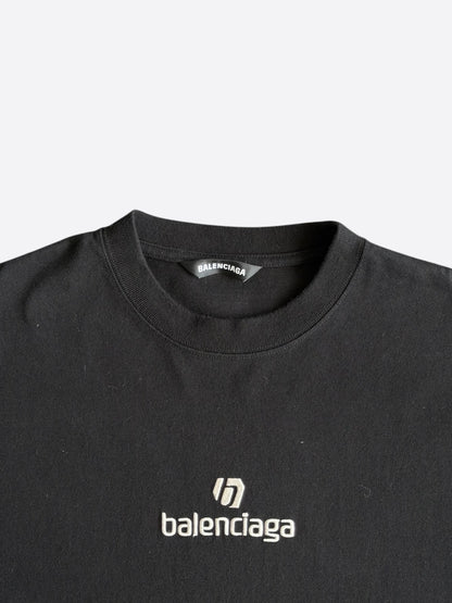 Balenciaga Black & White Embroidered Logo T-Shirt