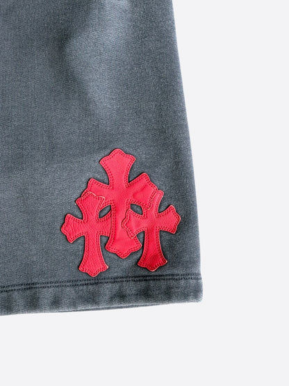 Chrome Hearts Navy & Red Triple Cross Patch Paper Jam Shorts