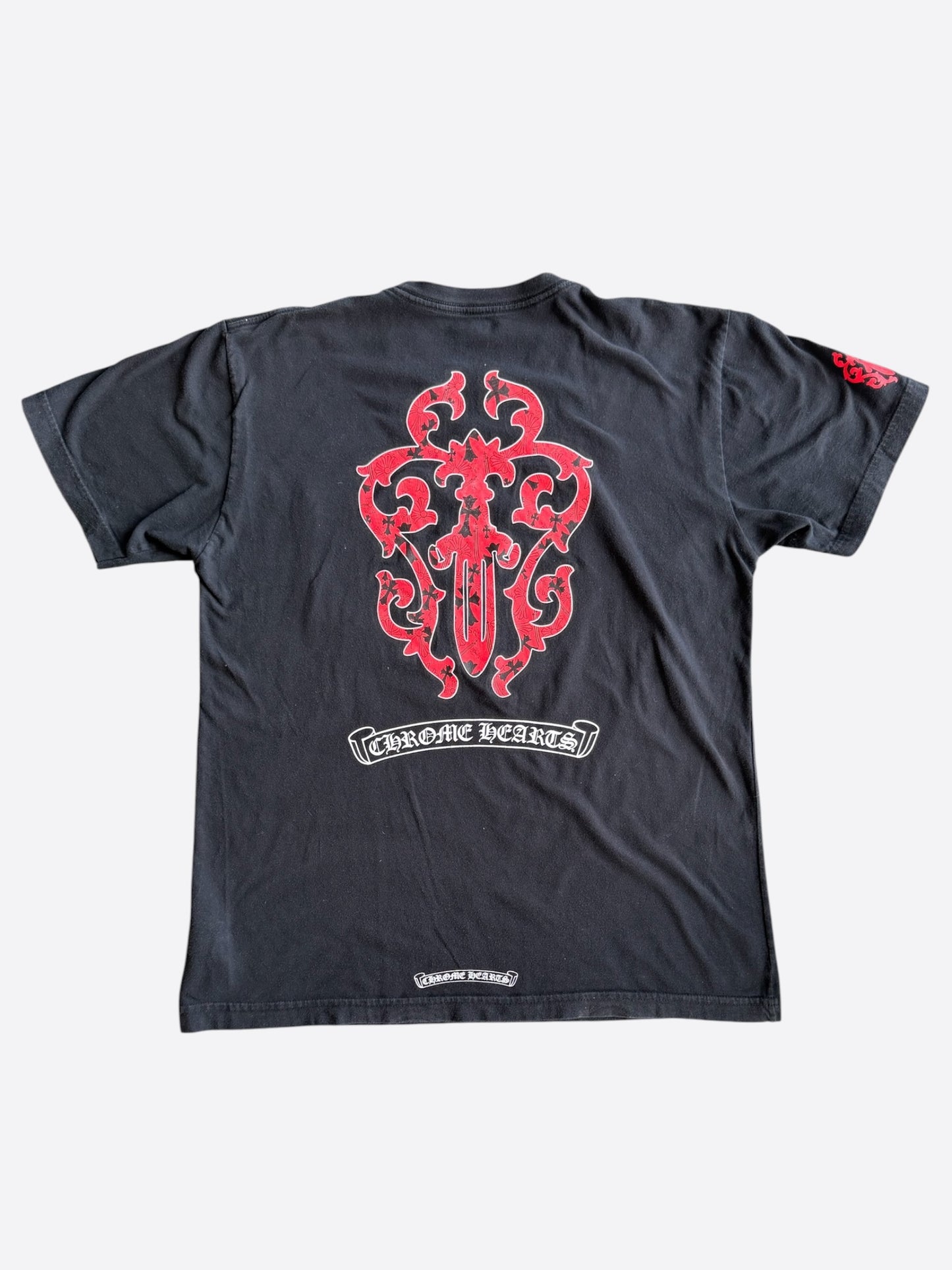 Chrome Hearts Black & Red Dagger Logo T-Shirt