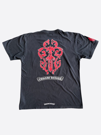 Chrome Hearts Black & Red Dagger Logo T-Shirt
