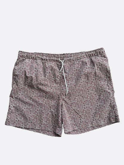Hermes Burgundy & White Chain Link Patterned Swim Shorts