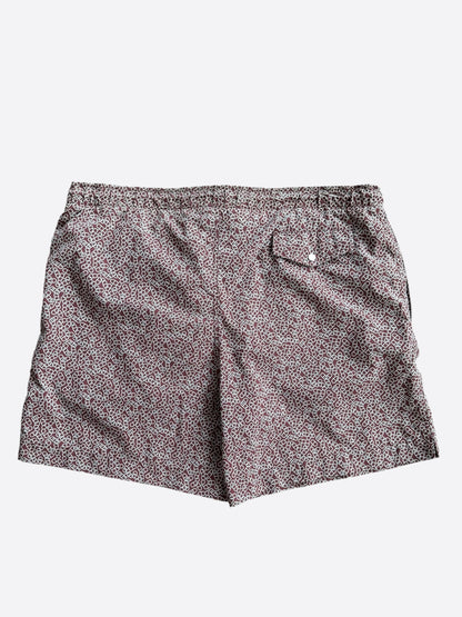 Hermes Burgundy & White Chain Link Patterned Swim Shorts