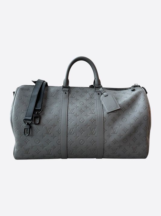 Louis Vuitton Grey Monogram Shadow Keepall 50