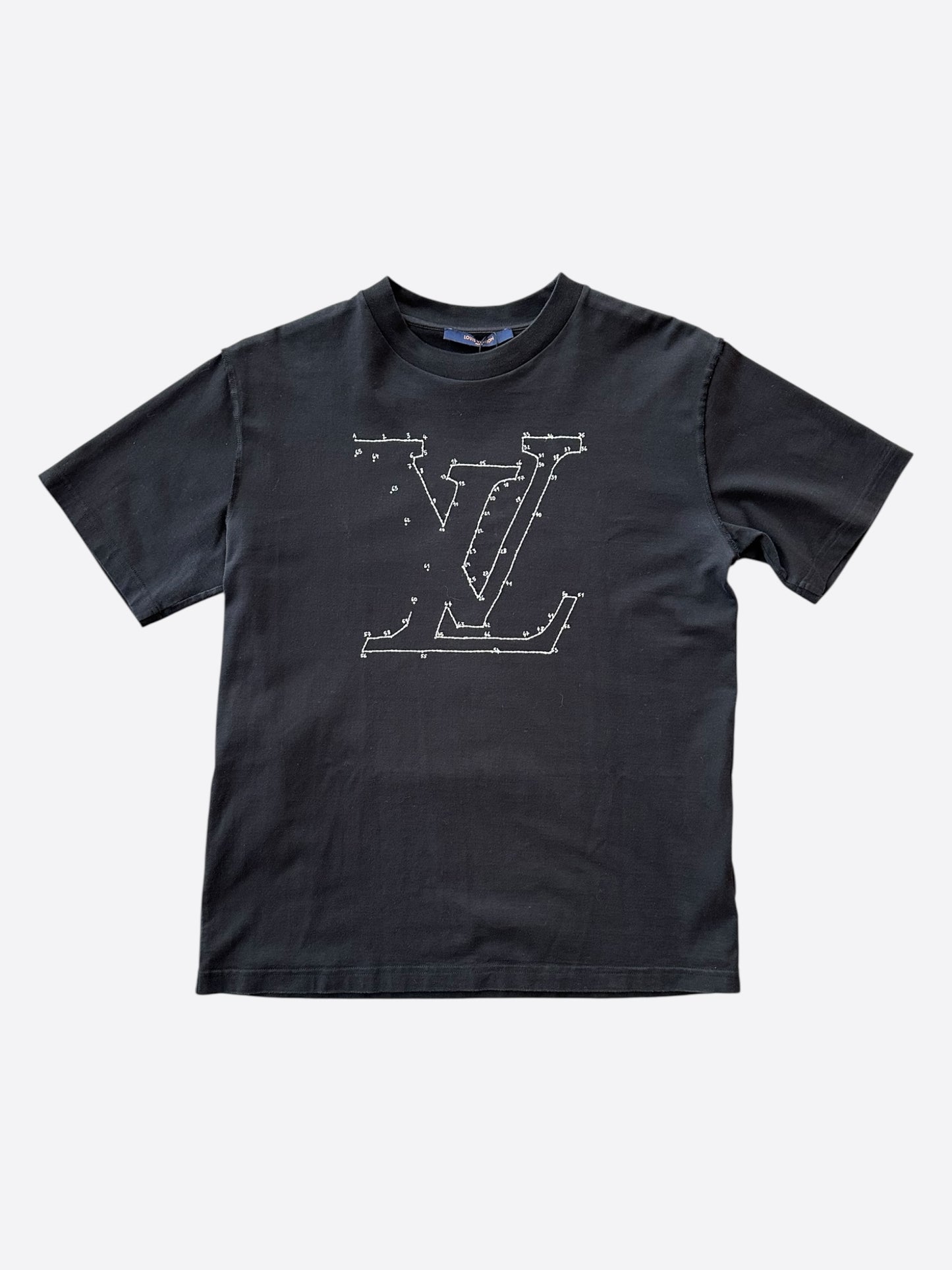 Louis Vuitton Black & White LV Stitch Logo T-Shirt