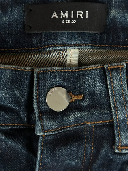 Amiri Blue Plaid Patch Thrasher Jeans