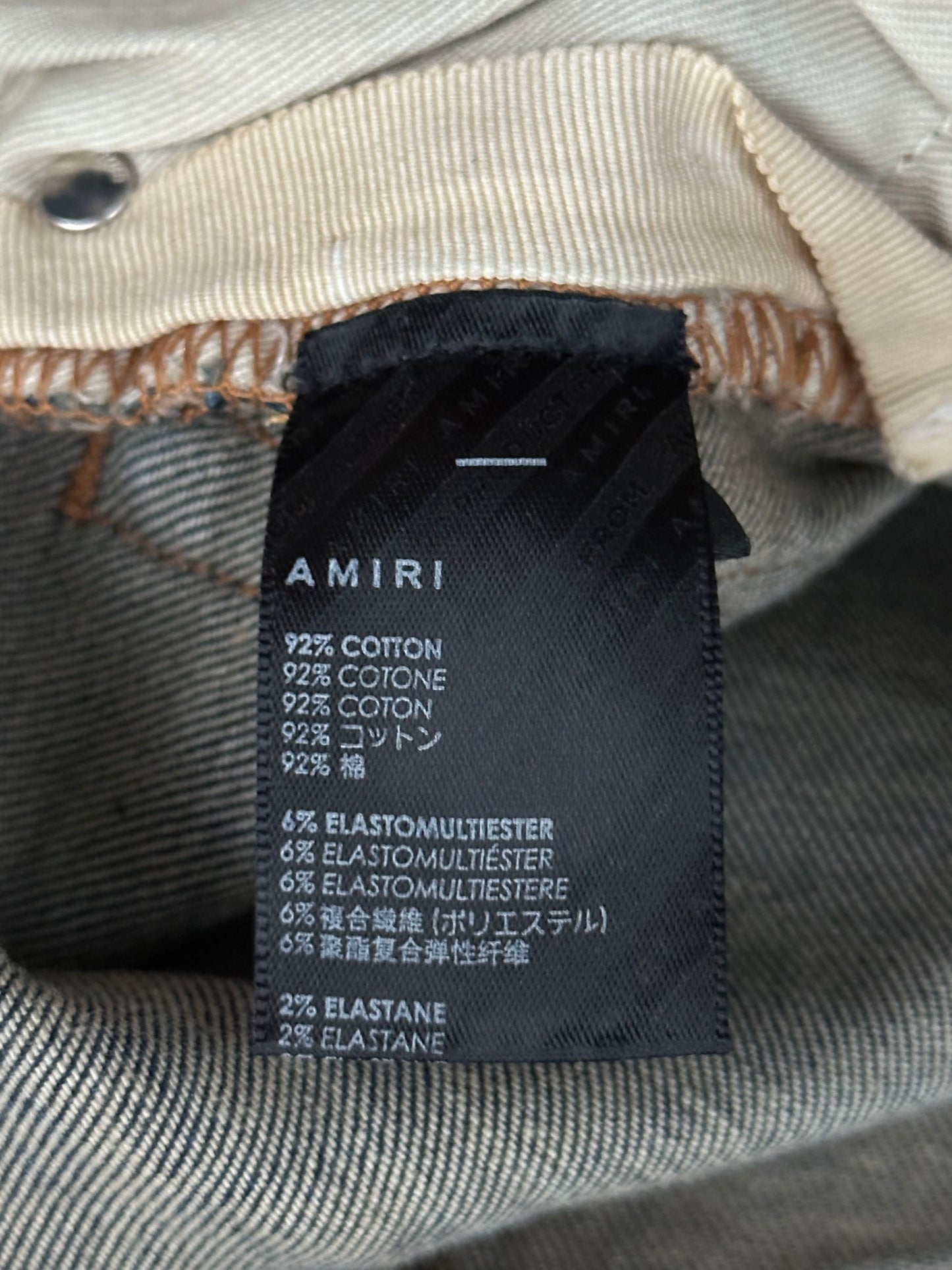 Amiri Blue Plaid Patch Thrasher Jeans