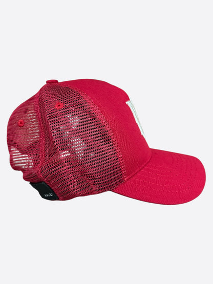 Amiri Red & White MA Logo Trucker Hat