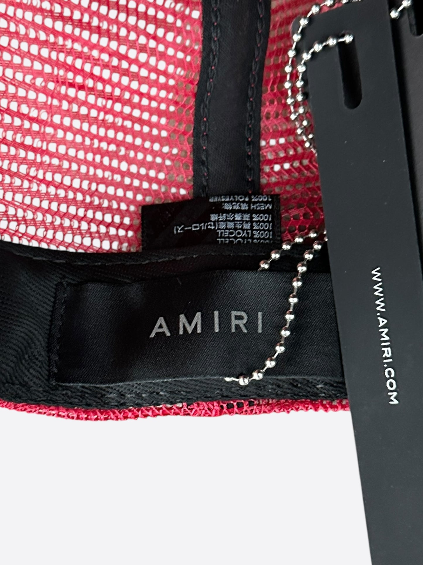Amiri Red & White MA Logo Trucker Hat