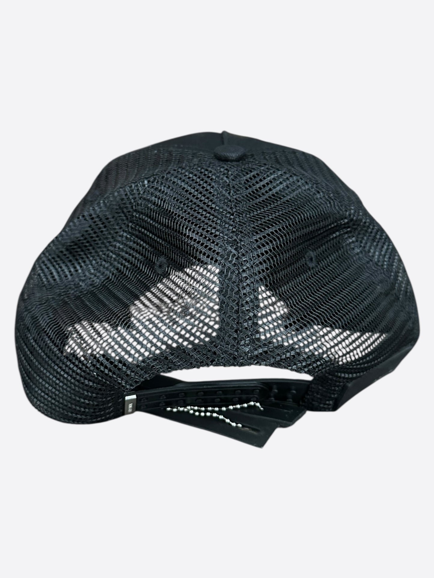 Amiri Black & White Staggered Logo Trucker Hat