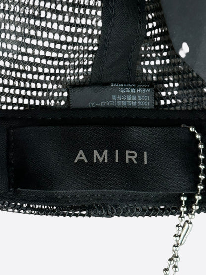 Amiri Black & White Staggered Logo Trucker Hat