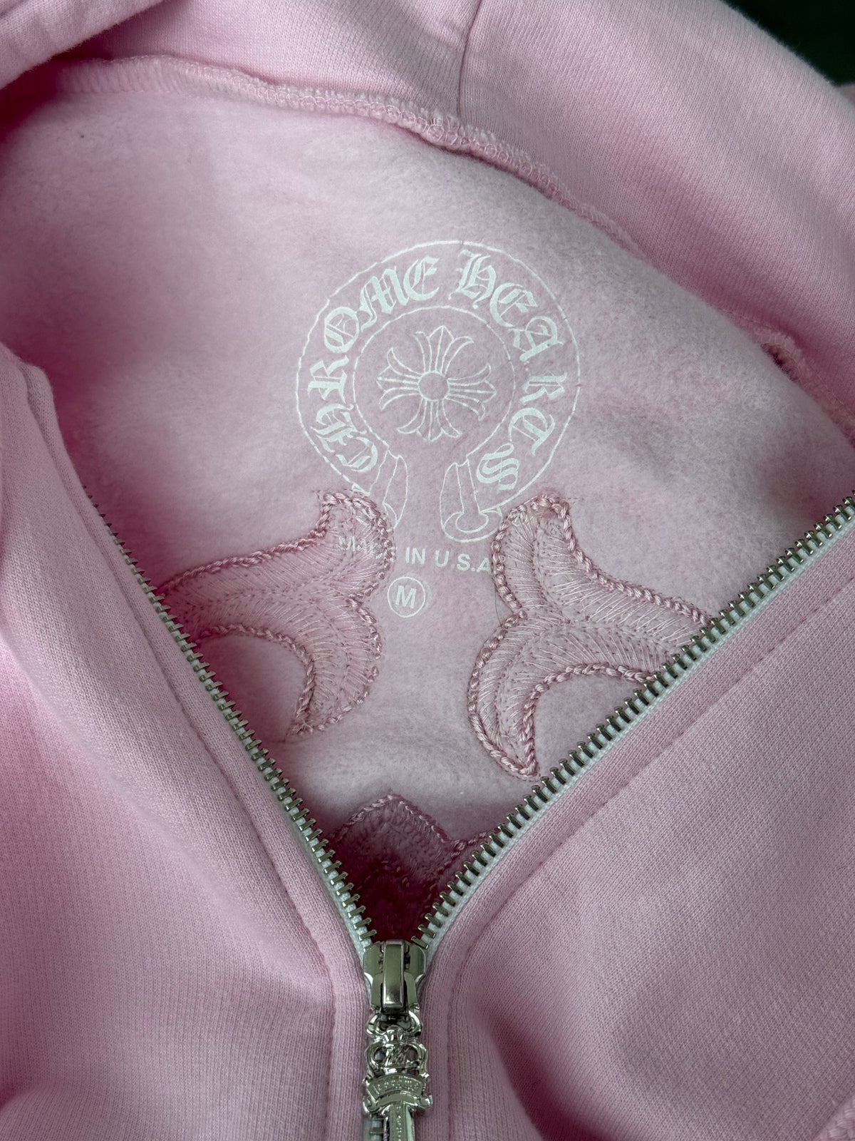 Chrome Hearts Pink Beaded Dagger Zip Up Hoodie