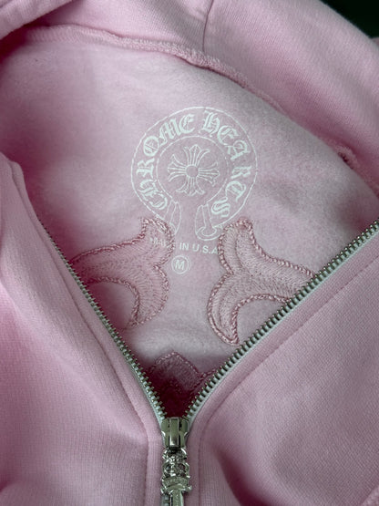 Chrome Hearts Pink Beaded Dagger Zip Up Hoodie