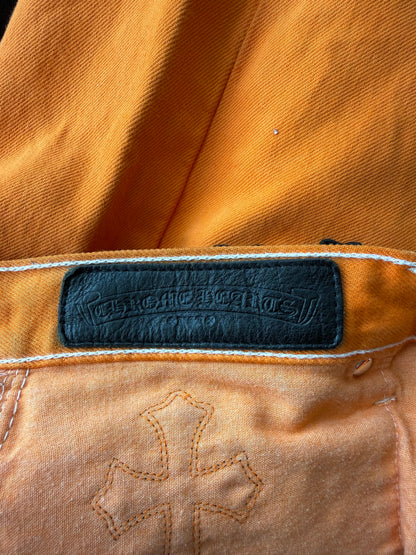 Chrome Hearts Gallery Dept Orange & Black Cross Patch Flared Jeans