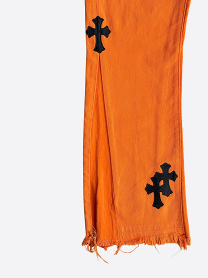 Chrome Hearts Gallery Dept Orange & Black Cross Patch Flared Jeans