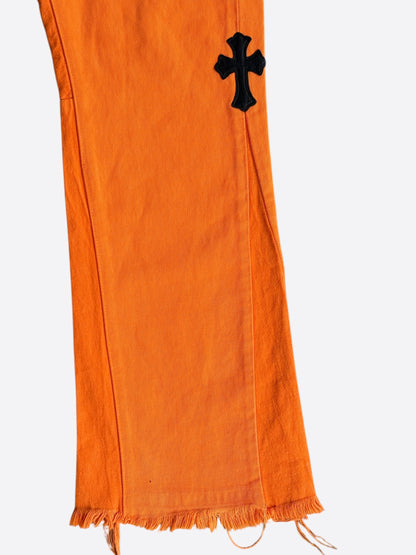 Chrome Hearts Gallery Dept Orange & Black Cross Patch Flared Jeans