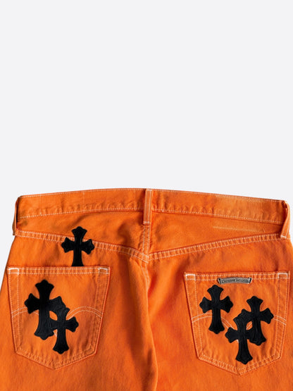 Chrome Hearts Gallery Dept Orange & Black Cross Patch Flared Jeans