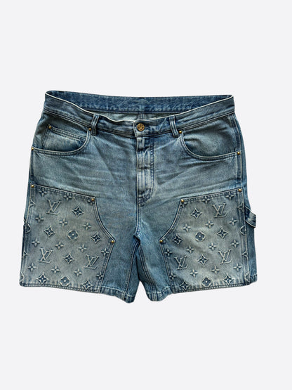 Louis Vuitton Blue Monogram Carpenter Denim Shorts