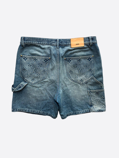 Louis Vuitton Blue Monogram Carpenter Denim Shorts