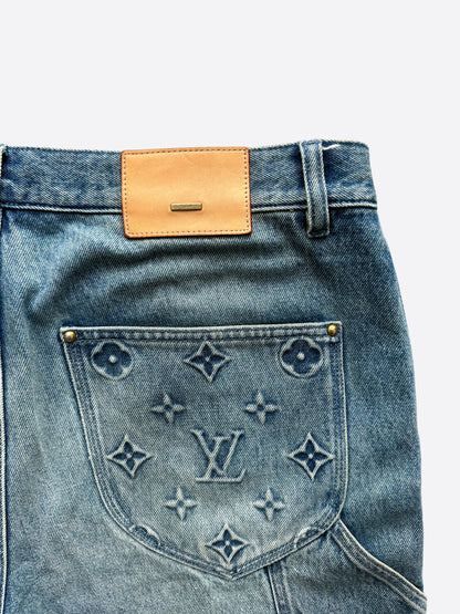 Louis Vuitton Blue Monogram Carpenter Denim Shorts