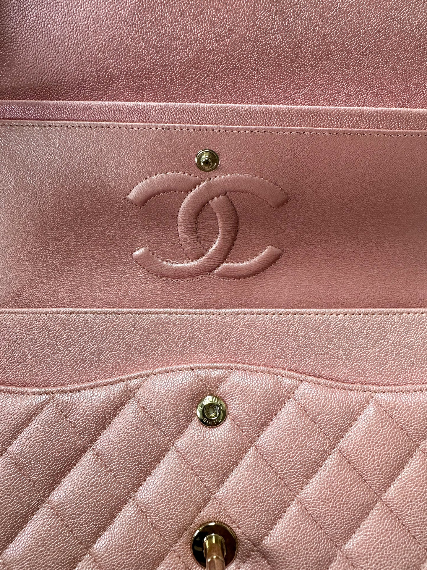 Chanel Iridescent Pink Caviar Medium Flap Bag